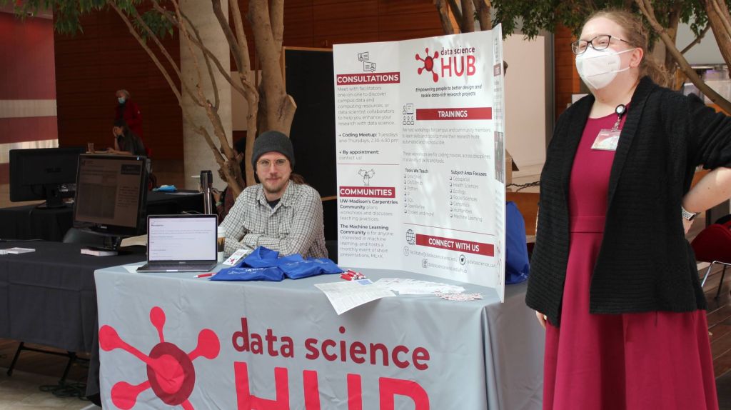 Chris and Sarah representing the Data Science hub at Cultivating connections