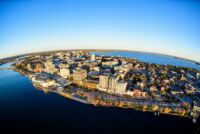 Aerial view of Madison WI isthmus