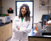 Nisha Iyer in her lab at Tufts University Photo credit: Tufts