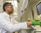 Krishanu Saha working in his lab at WID