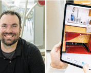 Kevin Ponto on left with image of tablet on right showing a kitchen set up