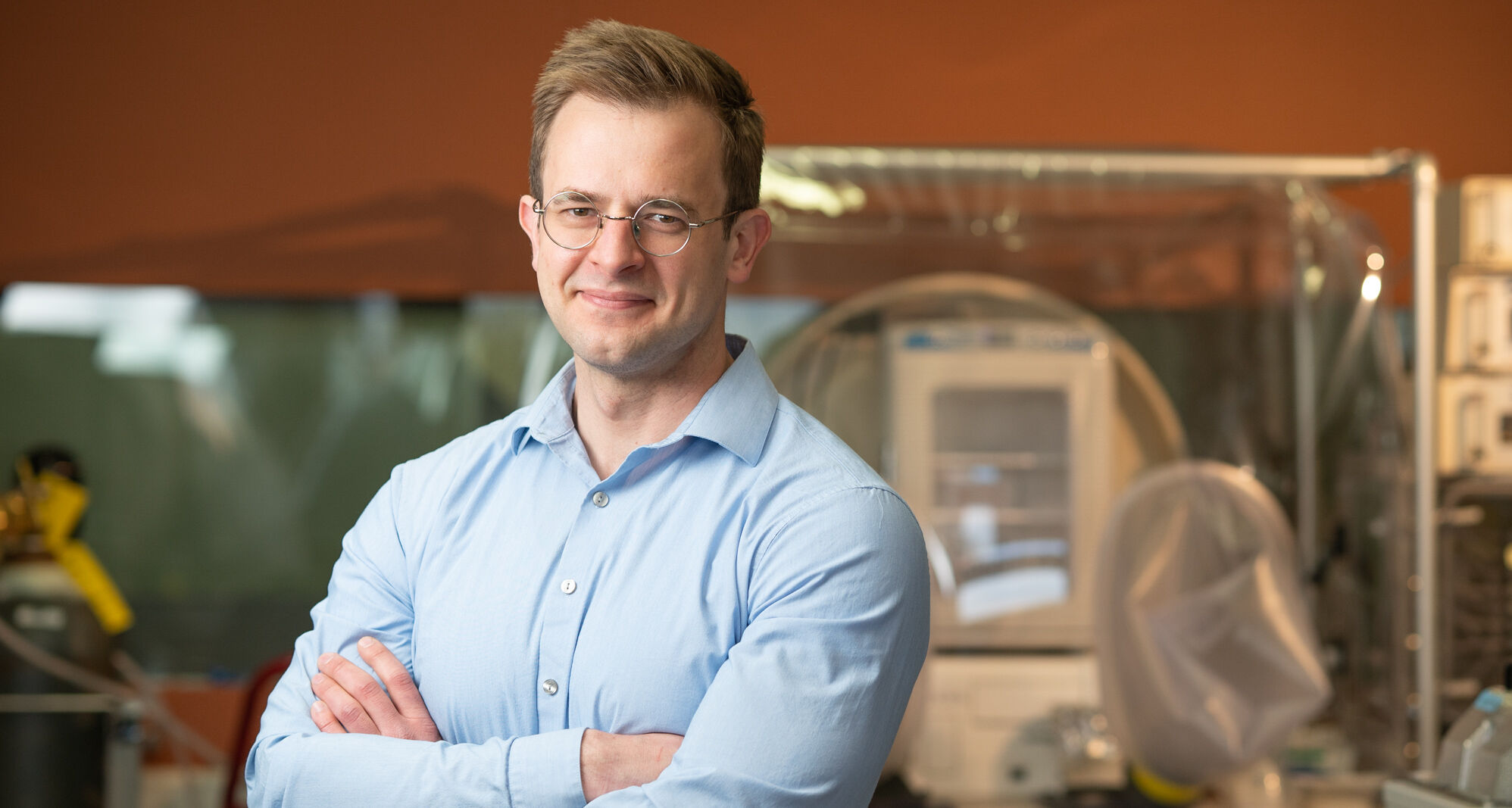 Dr. Andrew Hryckowian in his lab.