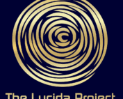 Lucida logo representing starry night.Concentric layers in a circle that are gold with a dark background, words say Lucida Project