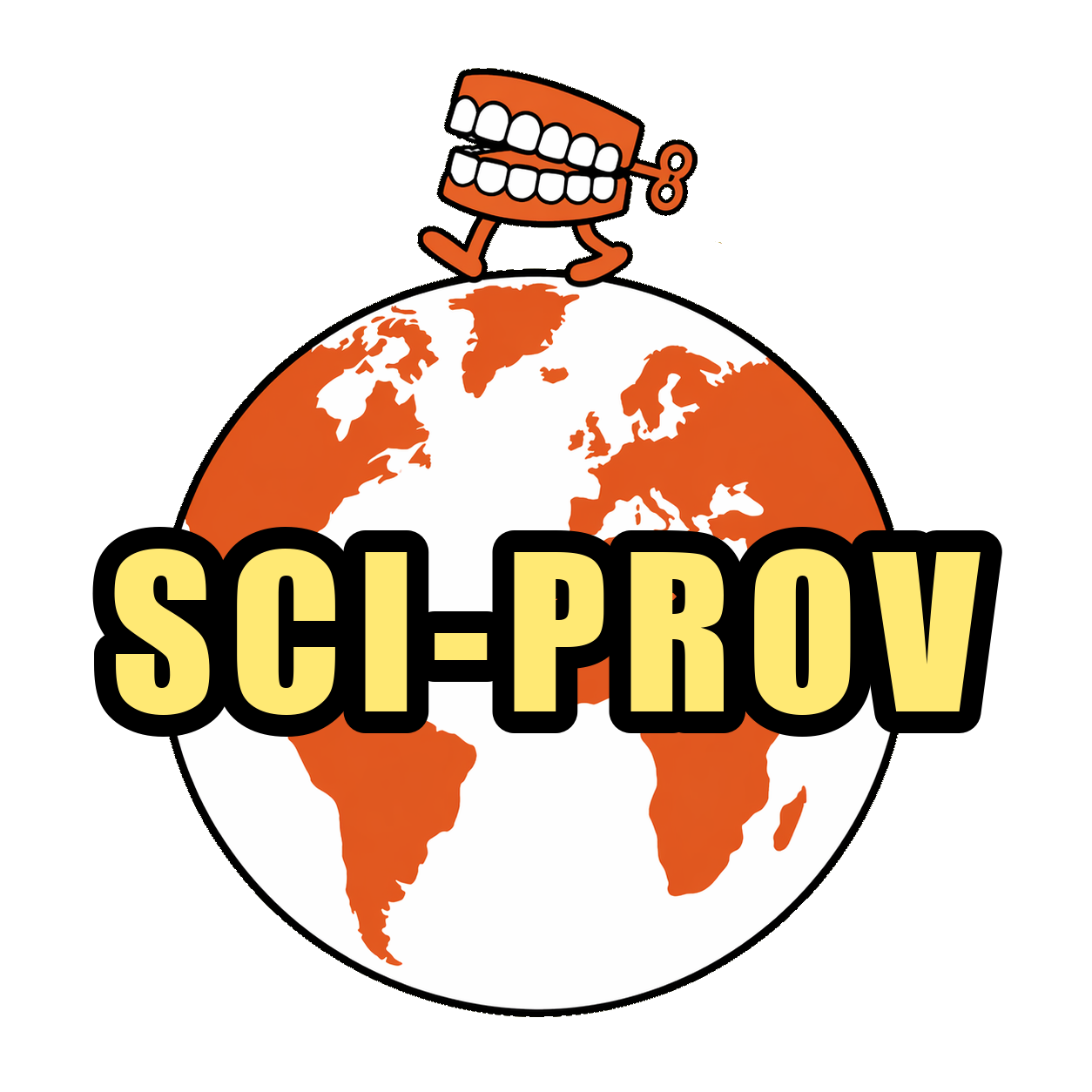 Sci prov logo globe with fake chattering teeth