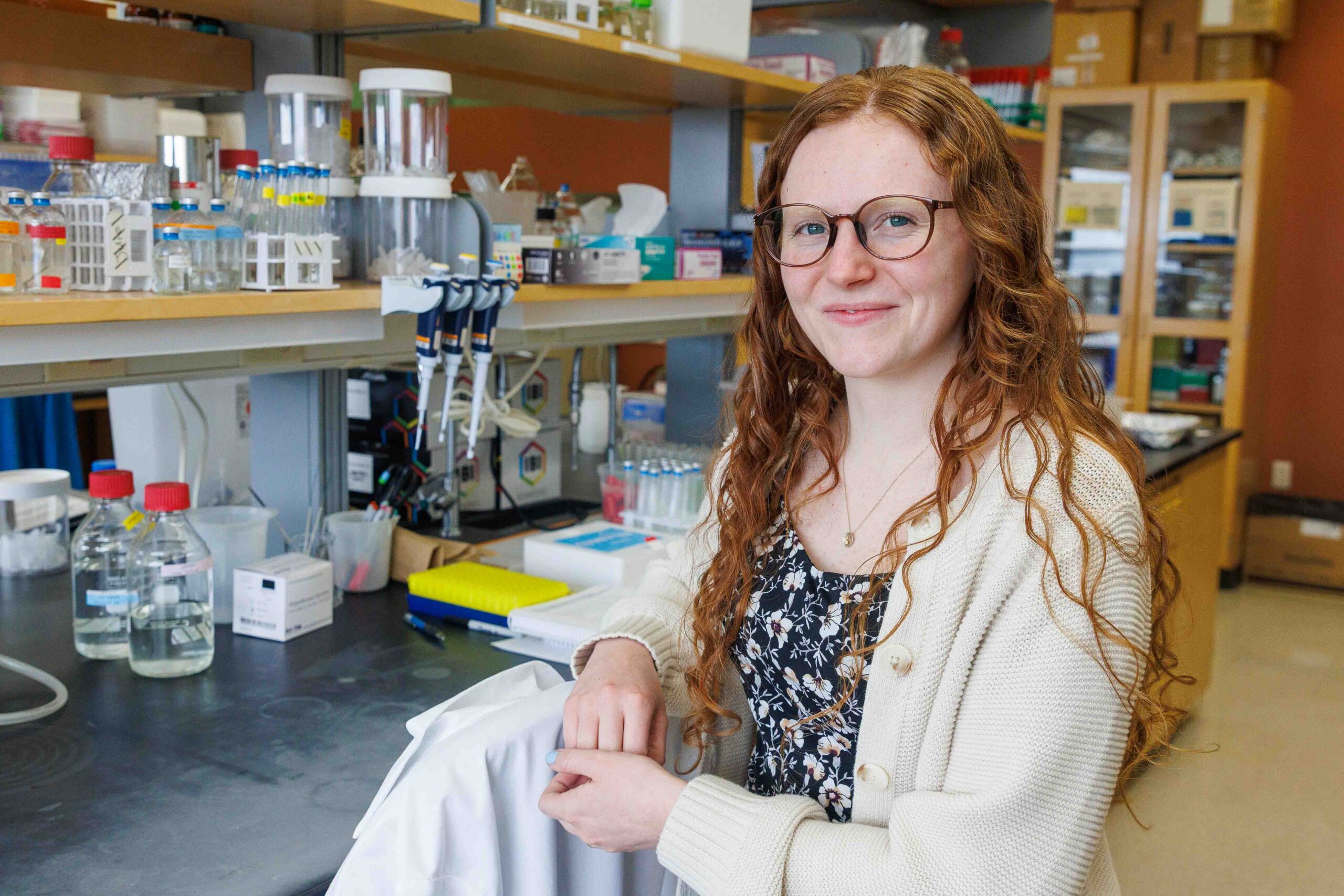 As a UW–Madison graudate student researching ways to improve biofuel production with Zymomonas mobilis, Sydney Bradley uses her interests in the arts to help people better understand science. Photo by: Chris Hubbuch/Great Lakes Bioenergy Research Center